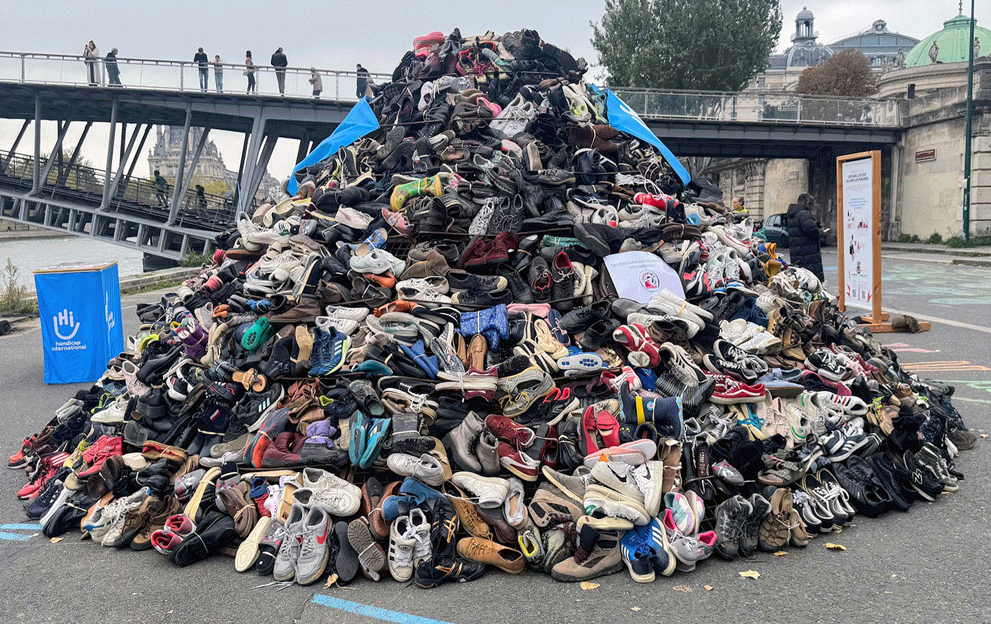 Pyramids of Shoes Against Land Mines
