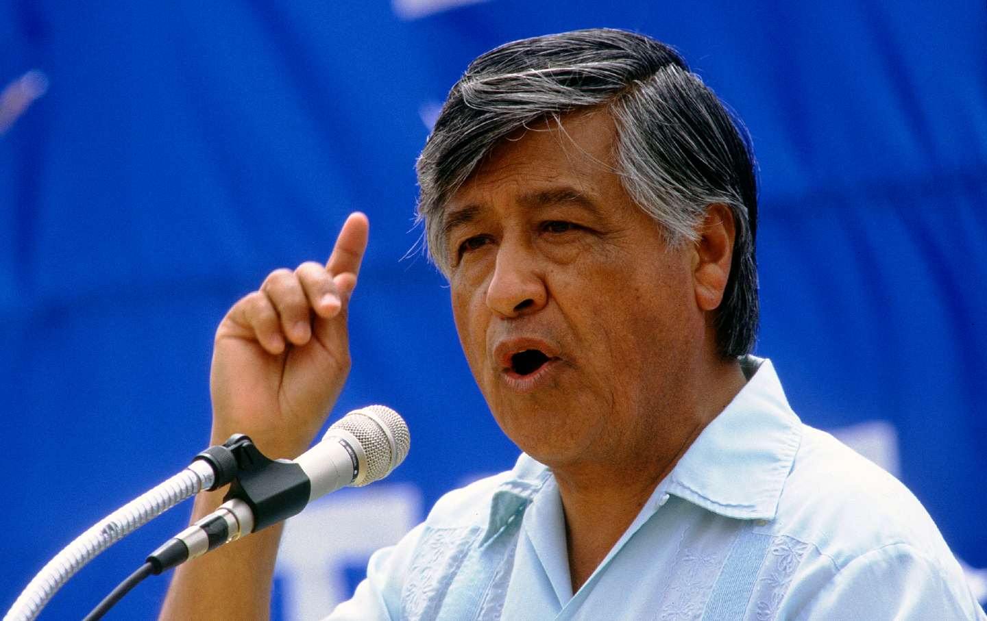 Cesar Chavez speaks at a 1988 rally in McFarland, California.
