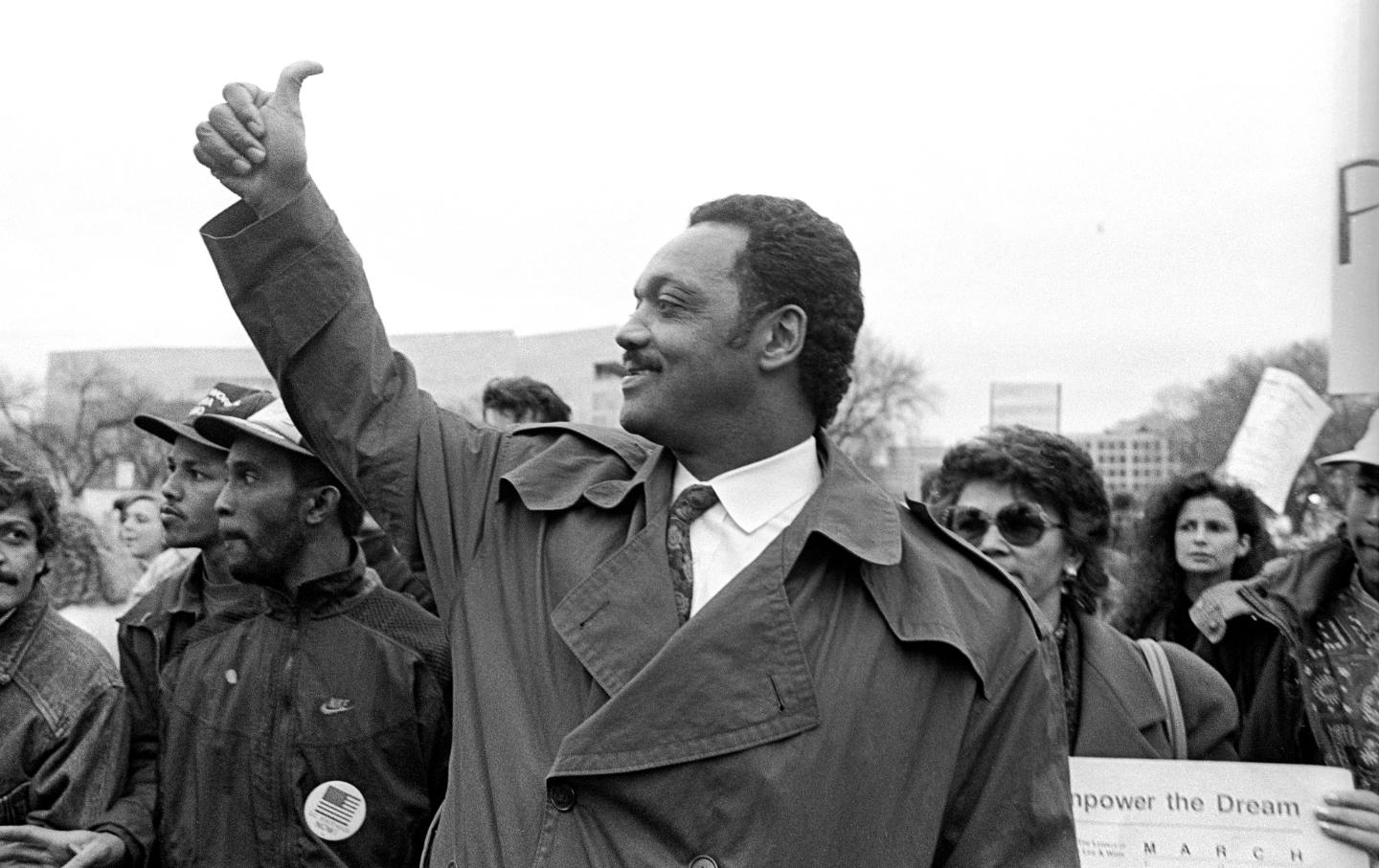Jesse Jackson at a rally against the Gulf War on January 18, 1991.