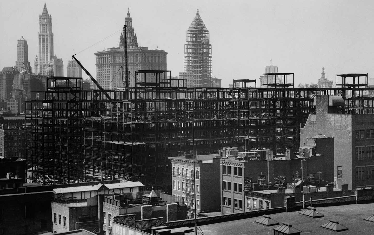 The construction of the Knickerbocker Village housing development in 1933.