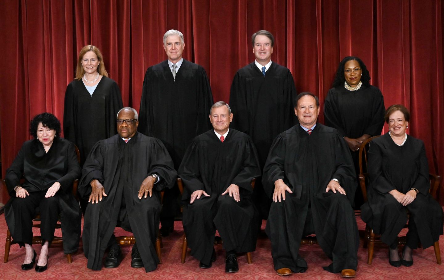Justices of the US Supreme Court pose for their official photo, 2022.
