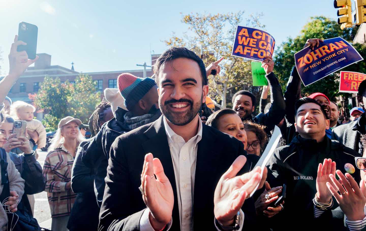Zohran Mamdani campaigns in Brooklyn on Election Day.