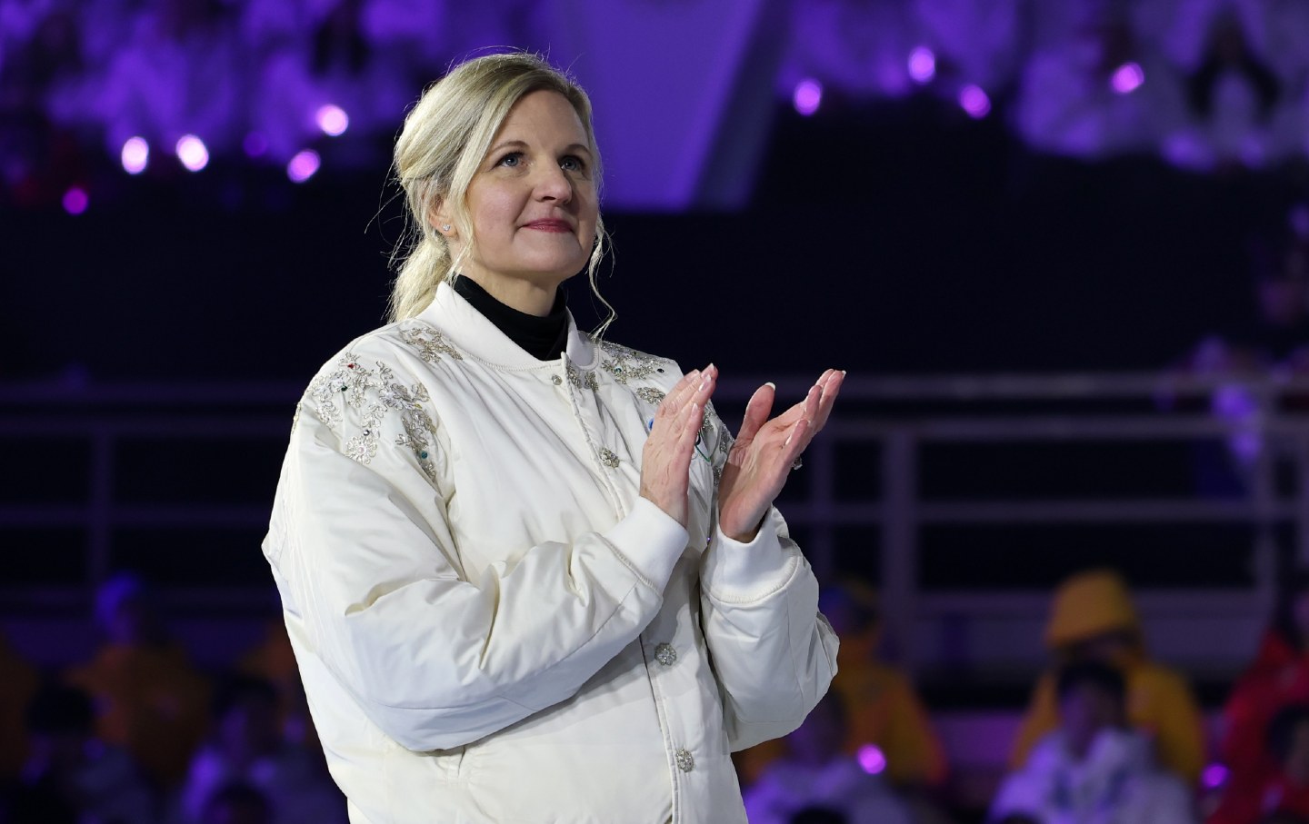 International Olympic Committee IOC President Kirsty Coventry is pictured during the closing ceremony of the Milan-Cortina 2026 Olympic Winter Games at Verona Olympic Arena in Verona, Italy, Feb. 22, 2026.