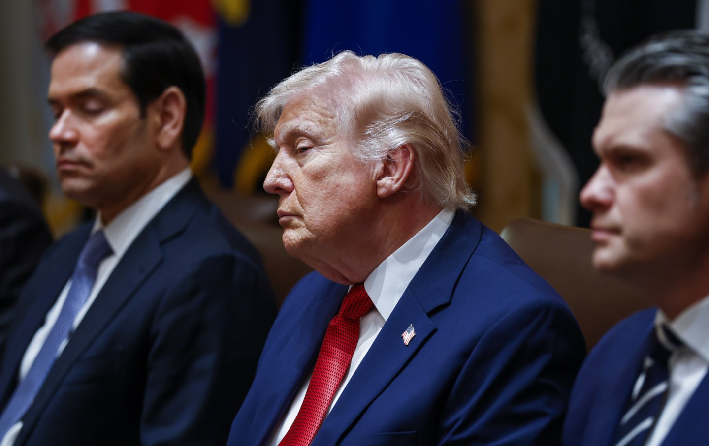 Donald Trump, and Pete Hegseth, US secretary of defense, during a cabinet meeting at the White House in Washington, DC, on Thursday, March 26, 2026.