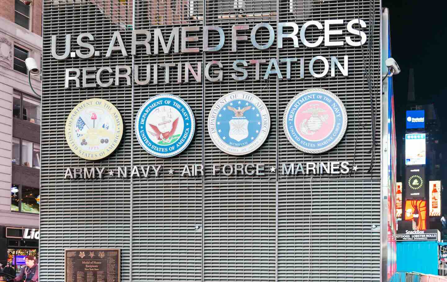 The US Armed Forces recruiting station in Times Square.