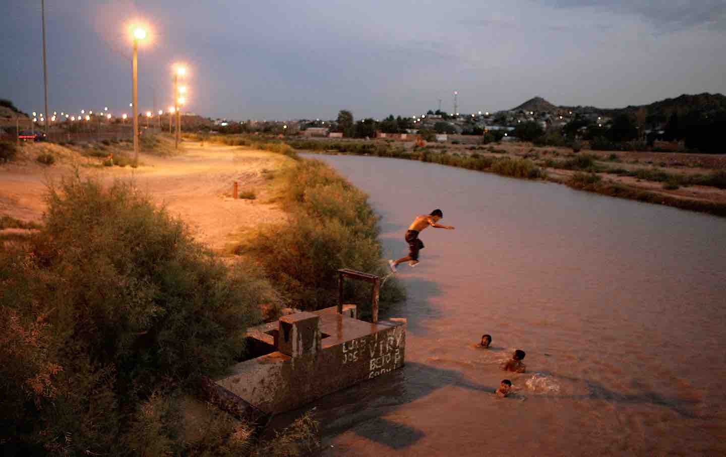 Swimmers in the Rio Grande River, 2007.