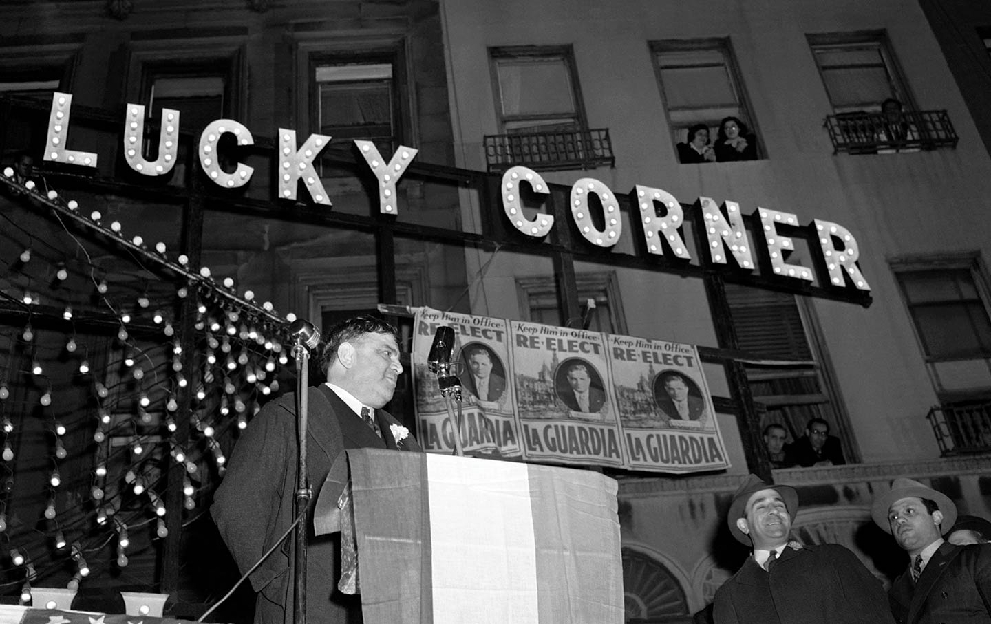Fiorello La Guardia speaking in 1933 in East Harlem.