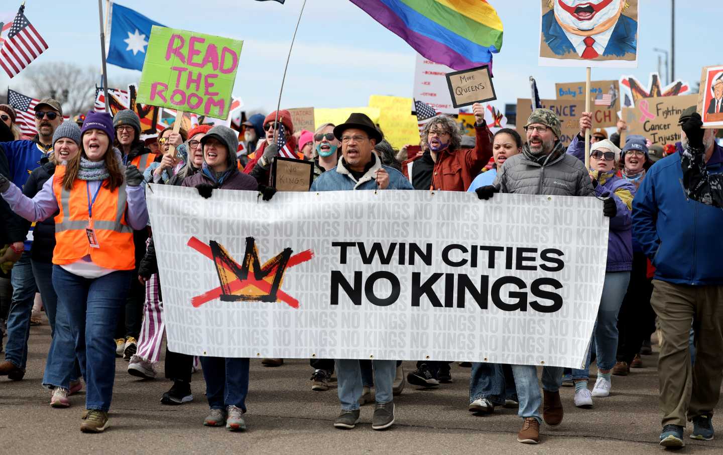 Over 200,000 protesters gathered at the No Kings rally in St. Paul, Minnesota, the flagship rally of the March 28 No Kings protests.