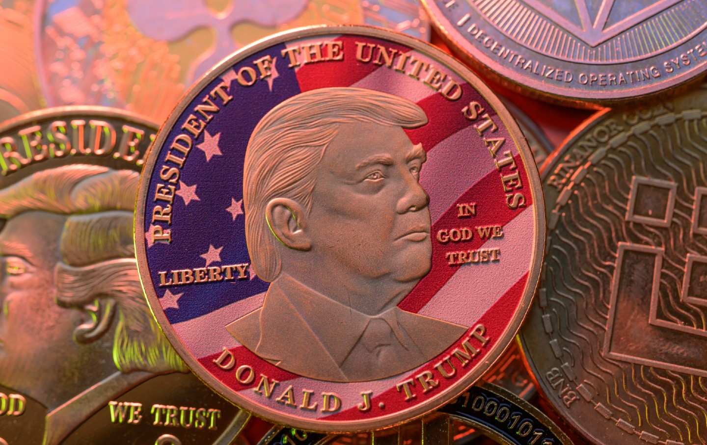 The $Trump memecoin with Bitcoin and other crypto coins.