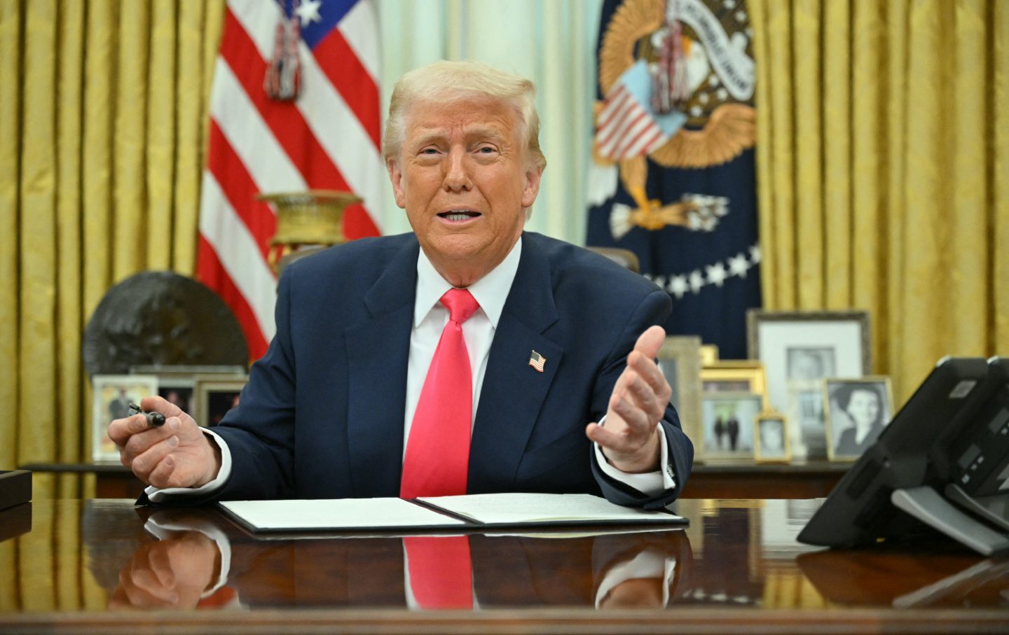 Donald Trump in the Oval Office of the White House in Washington, DC, on March 6, 2025.