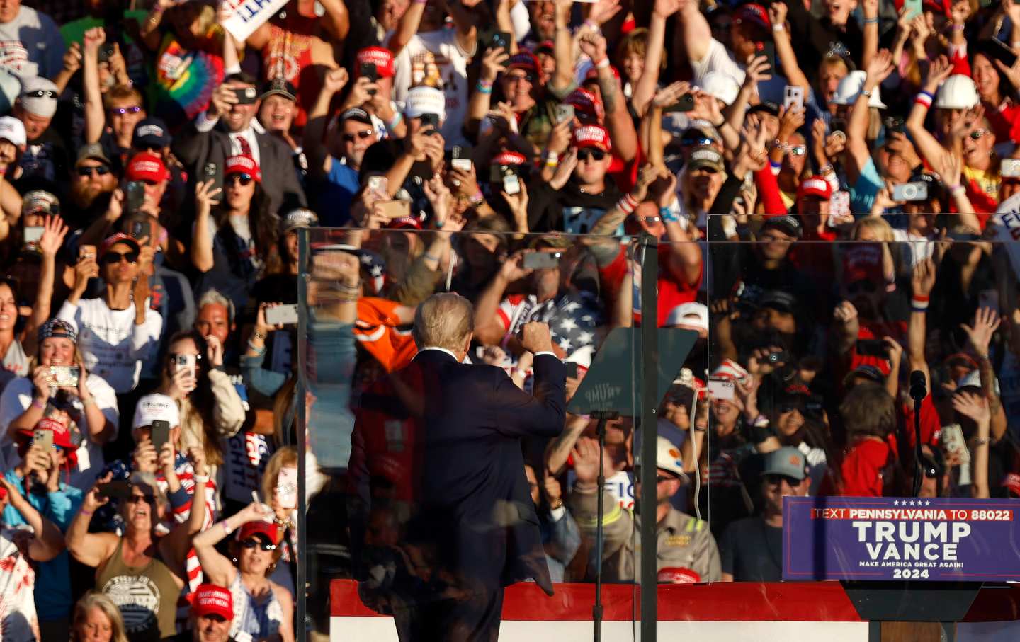 President Donald Trump at a rally with supporters in Butler, Pennsylvania, in October 2024.